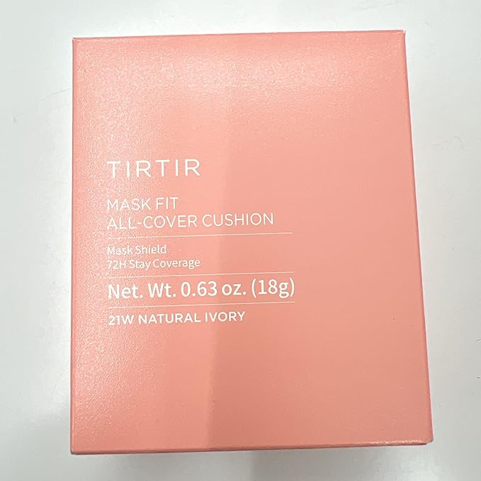 TIRTIR Mask Fit All Cover Pink Cushion Foundation | High coverage, Velvety Matte Finish, Lightweight, Flawless, Corrects Redness, Korean Cushion (#21W Natural Ivory, Full Size, 0.63 Fl Oz)