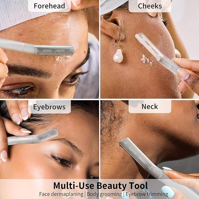Dermaplane Razor for Women Face, Precision Face Razors for Women, Gentle Exfoliation Microblades for Sensitive Skin, Peach Fuzz Remover, Perfectly Shape Brows