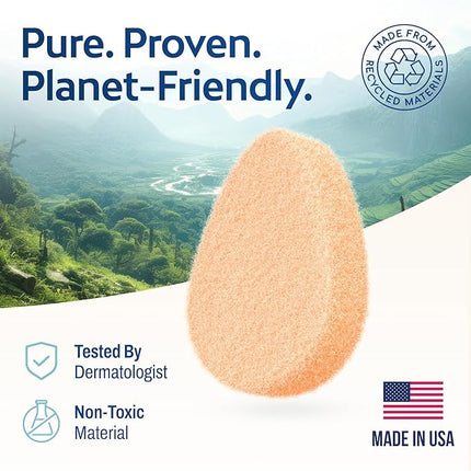 HartFelt 2ct Tear Drop Gentle Face Scrubber for Women | Reusable Facial Sponges for Daily Cleansing | Facial Exfoliating Pads for Removing Dead Skin, Dirt & Makeup | Made in USA