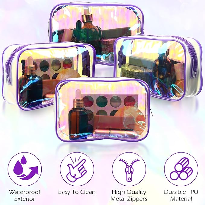 Weewooday 12 Pieces Clear Makeup Bags Cosmetic Storage Bags PVC Zipper Pouches Travel Waterproof Makeup Plastic Case for Women Organizing Toiletries Traveling Bathroom