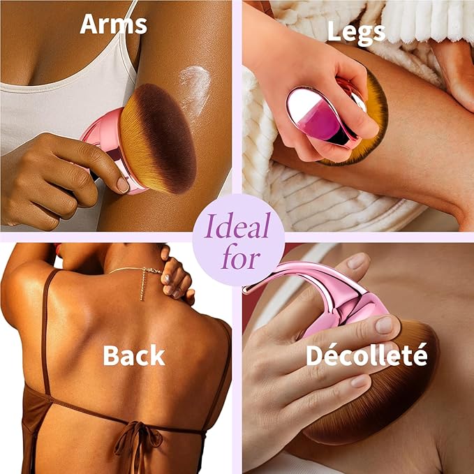 Blend & Blur Ultra Large Body Makeup Brush For Self Tanner, 5.11inch Wide-headed Kabuki Brush, Leg Makeup &Bronzer Self Tan Applicator Provides Effortless Pretty Finish, Blending Applicator- Rose Gold