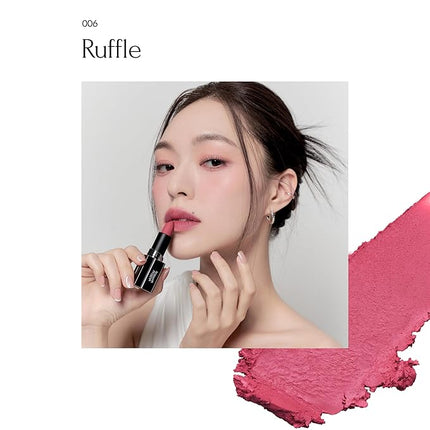 MUZIGAE MANSION Moodwear Blur Lip Stick – Soft Blurring Tint, Long-Lasting Hydrating, Waterproof K-Beauty – MLBB & Bold Red Shades (Sleek Metallic Design) (Soft Matte Blurring Effect) (006 RUFFLE)