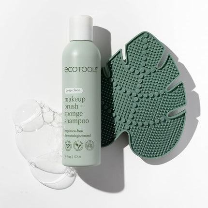 EcoTools Makeup Brush Cleanser + Silicone Cleansing Pad Bundle, Deep Cleaning Shampoo for Makeup Sponges & Brushes, Brush Cleaner Pad, Vegan & Cruelty-Free, Gentle Formula