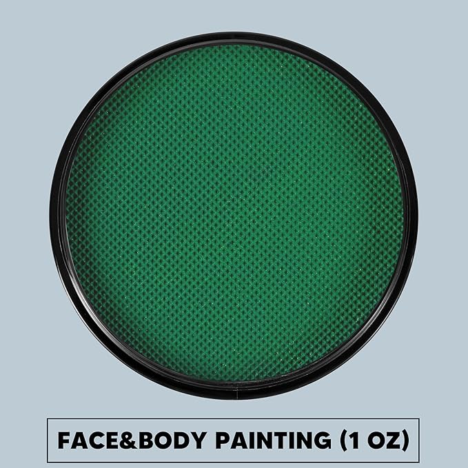 Spooktacular Creations Halloween Makeup Face Body Paint Waterproof Foundation Cream Cake Tub, Halloween Party Cosplay Clown Sfx Costume and Dress Up Makeup for Adult(1 Oz, Green)