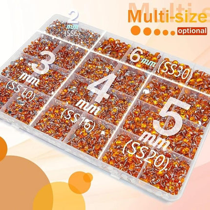 qiipii Orange Red Crystal Resin Rhinestones w B7000 Glue for Bedazzling Crafting 2mm-6mm Flatback Stones Diamonds Crystals Gems Bedazzler Kit for Nails Face Eyes Makeup Tumblers Bottles DIY Crafts