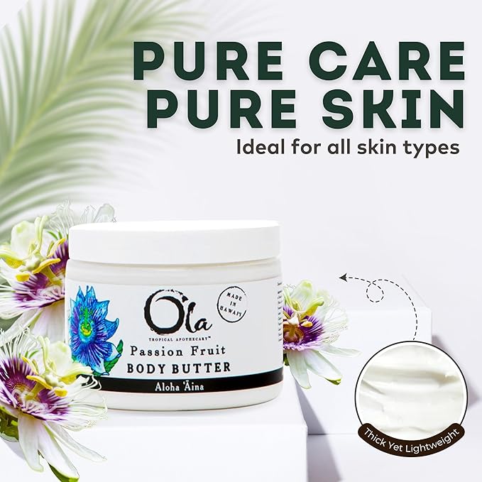 Passion Fruit Body Butter – Moisturizing with Pure Coconut Oil and Hawaiian Plant Extracts - Ideal for Dry Skin - 5.6oz