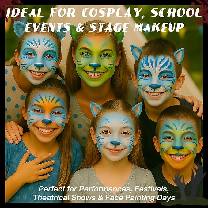 BOBISUKA Light Blue Face & Body Paint Stick Water-Based Washable Face Paint Makeup Stick for Halloween Sally, Corpse Bride, Avatar, Skeleton, Smurf, Cosplay, SFX, Sports Eye Black & Costume Party