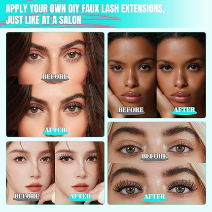 Lash Clusters 400pcs, 50D Mixed Tray DIY Eyelash Extension, D Curl Natural Wispy Individual Lashes Faux Mink & Cruelty Free Reusable Lash Clusters Extensions Black (50D, 9-18mm)