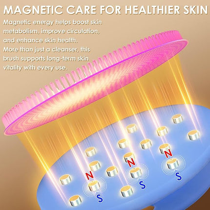 INNERNEED Magnetic Silicone Facial Cleansing Brush – Deep Pore Cleanser with Magnetic Therapy for Skin Circulation & Radiance – Soft, Hygienic, Durable Face Scrubber for All Skin Types （Purple）