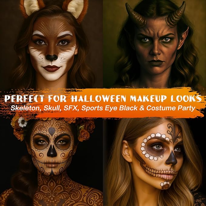 BOBISUKA Brown Face Body Paint Stick Washable Water-Based Face Paint Makeup Stick for Halloween, Skeleton, Skull, Camo, Hunting, Cosplay, SFX, Sports Eye Black & Costume Party