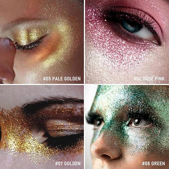 KYDA Highlighter Powder Spray, High Glossy Shimmer Sparkling Powder for Face and Body Glitter Makeup, Body Glitter Spray, Rose Red