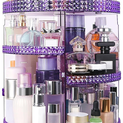 360 Degree Rotating Makeup Organizer, Extra Large Capacity Cosmetics Organizer, Removable 7 Layers Skincare Organizers, Spinning Perfume Organizer, Dresser Organizer Countertop (Purple)