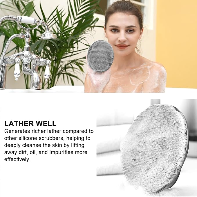 INNERNEED Soft Silicone Body Cleansing Brush Shower Scrubber, Gentle Exfoliating and Massage for All Kinds of Skin (Gray)