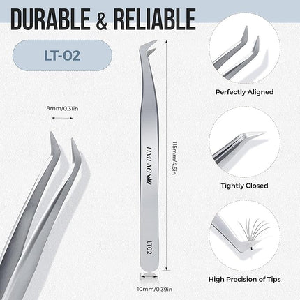 LASHVIEW Lash Tweezer, High Precision Stainless Steel Volume Eyelash Tweezers, Eyelash Extension Tweezers for Profissional Grafting lash Extension, LT02