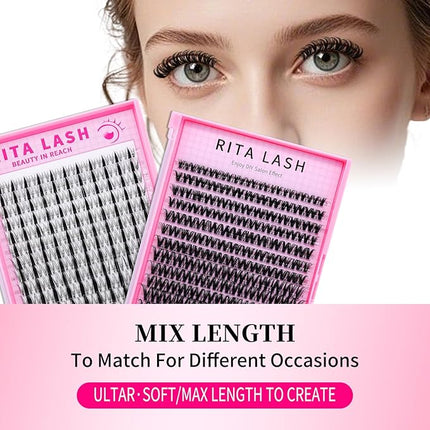 Fairy Lash Clusters Wispy Cluster Lashes DIY Wet-Look Spiky Clusters Eyelash Extensions Lash Extension False Eyelashes Natural Look Invisible Lash Band Individual Lashes (Fairy,8-18mm)