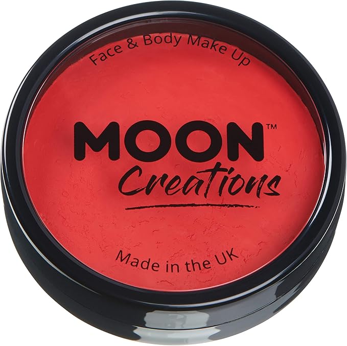 Pro Face & Body Paint Cake Pots by Moon Creations - Bright Red - Professional Water Based Face Paint Makeup for Adults, Kids - 1.26oz