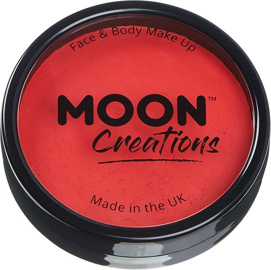 Pro Face & Body Paint Cake Pots by Moon Creations - Bright Red - Professional Water Based Face Paint Makeup for Adults, Kids - 1.26oz