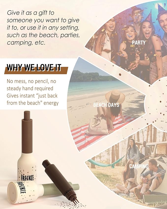 Freckle Stamp Cushion, Vivid Natural Faux Freckles Pen, Long Lasting Waterproof Quick Dry Lifelike Fake Freckle Stamp Pencil, Get Sun-kissed Stars Makeup in One Press, Makeup Gift for Women Girl-03