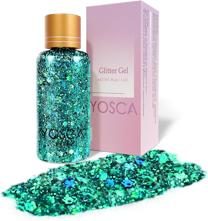Yosca Body Glitter Gel, 30ML Green St. Patrick's Day Mermaid Face Glitter, Hair Chunky Glitter Sequins for St. Patrick's Day Coachella Christmas Stage Themed Makeup Rave Accessories - Lucky Dating