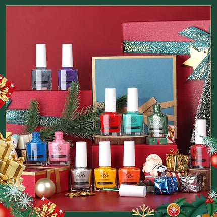 Born Pretty Nail Stamping Polish, Fingernail Stamp Polish Set Manicure Print Nail Polish for Plates 12 Colors Bulk Gift Collection 10ml 0.34fl oz Ideal Gifts