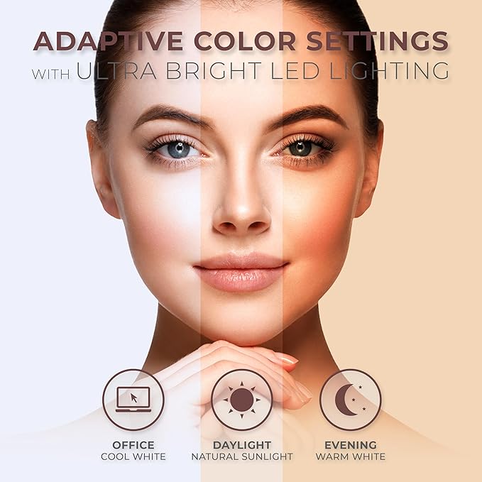 Zadro 12" Glamour LED Makeup Mirror with Lights and Magnification 5X/1X Touch Control Mirror with Lights for Makeup Desk (X-Large | 12" W x 16" H | Satin Nickel)