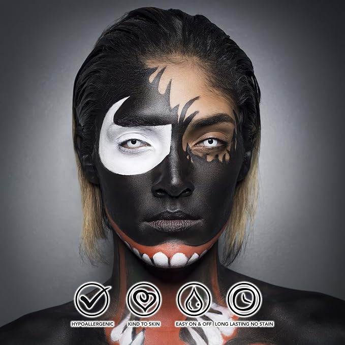 Black Face Paint, Water Based Full Body Paint Halloween Makeup,Cream Face Paint & Body Paint For Adults Skull Joker Vampire Skeleton SFX Cosplay Costumes 1.2 fl oz (35ml)