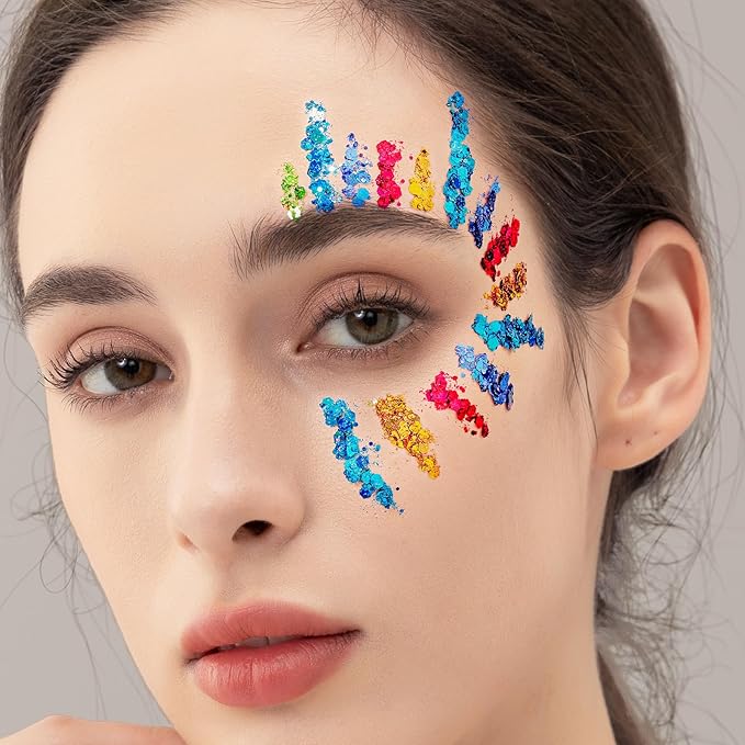 Teenitor 12 Colors Makeup Festival Face Glitter and 12 Colors Glow in The Dark Body Glitter Gel for Women, Glitter Gel for Face and Body, Hair