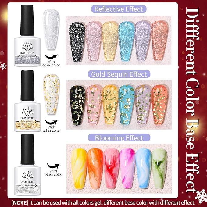 Born Pretty Gel Nail Polish Set,33PCS Fall Winter Burgundy Red Green Orange Brown Pumpkin Glitter Gel Polish Kit with Base Glossy Matte Top Coat Halloween Christmas Gifts for Salon DIY