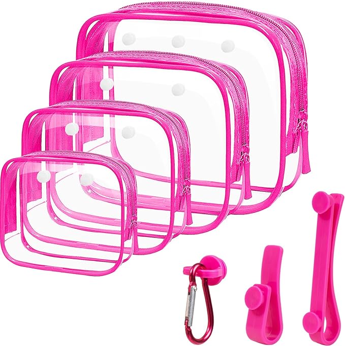 4 Pack Clear Bogg Beach Makup Bag Accessories with 3 Pack Insert Hooks for Bogg Bags, Clear Bogg Makeup Pouches Phone Holder for Bogg Bags Divider Storage Inner Compatible Pouch Travel Cosmetic Bag