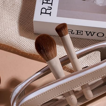 BS-MALL 14 Pcs Makeup Brushes Set with 1 Pcs Makeup Sponge – Essential Foundation Powder Concealers, Eye Shadows, Blush Makeup Brushes with Travel Makeup Case (Beige)