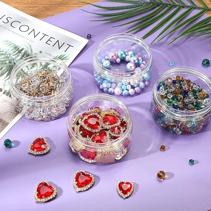 4 oz Plastic Jars Container with Lids, 5 Pack BPA Free Refillable Cosmetic Jars with Lids Clear Round Small Container for Lotion, Cream, Powders, Makeup, Slime, Honey Jam, Bath Salts, Clear