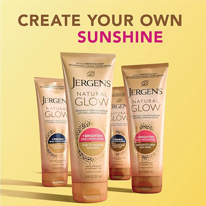 Jergens Natural Gradual Glow Bundle Pack: Daily Moisturizer +Firming 7.5fl oz and SPF20 Face Moisturizer 2fl oz, Medium to Tan