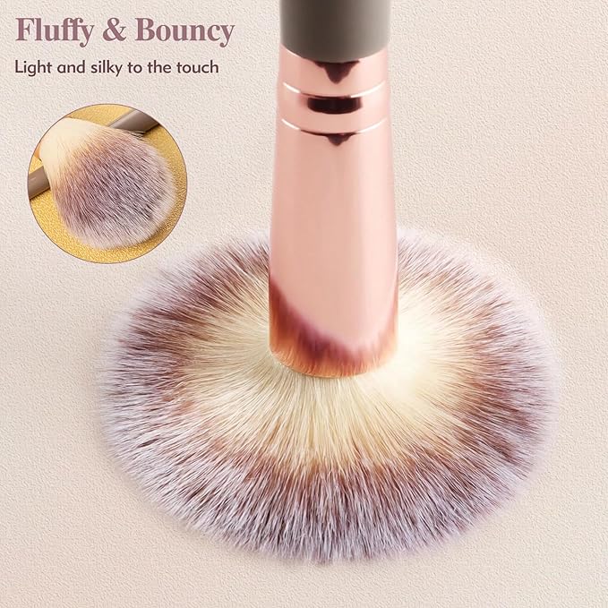 3PCS Foundation Makeup Brush, Double Ended Makeup Brush for Blush, Slant Brush for Contour and Highlighter, Perfect for Makeup with Powder