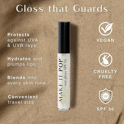 Black Girl Sunscreen Make It Pop Sungloss for Women - SPF 50 Lip Gloss, Sunscreen Sungloss, Sun Protection for Skin, Hydrating & Moisturizing Care, Adds Shine - Clear Skies, 0.13 fl oz