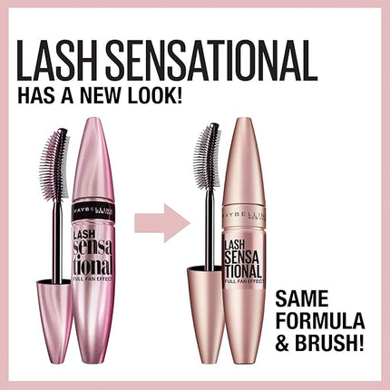Maybelline Lash Sensational Waterproof Mascara, Lengthening and Volumizing for a Full Fan Effect, Brownish Black, 1 Count