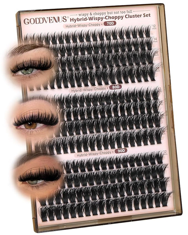 Wispy Lash clusters Hybrid Cluster Eyelash Extensions Natural Fairy Eyelash Clusters D Curl Individual Lashes Fluffy False Eyelashes (70D 80D 90D 12-18mm Mixed)