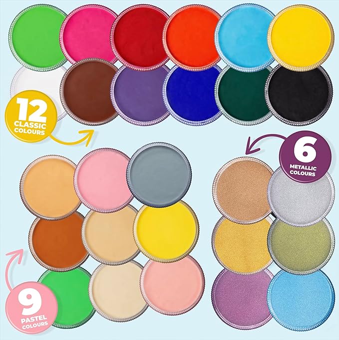 Blue Squid Face Paint Water Based Single Cake Professional Face Paint & Body Paint - Water Activated, Kids Adults Face Painting for Costume, Halloween Makeup, Cosplay - Light Blue Face Paint 30g