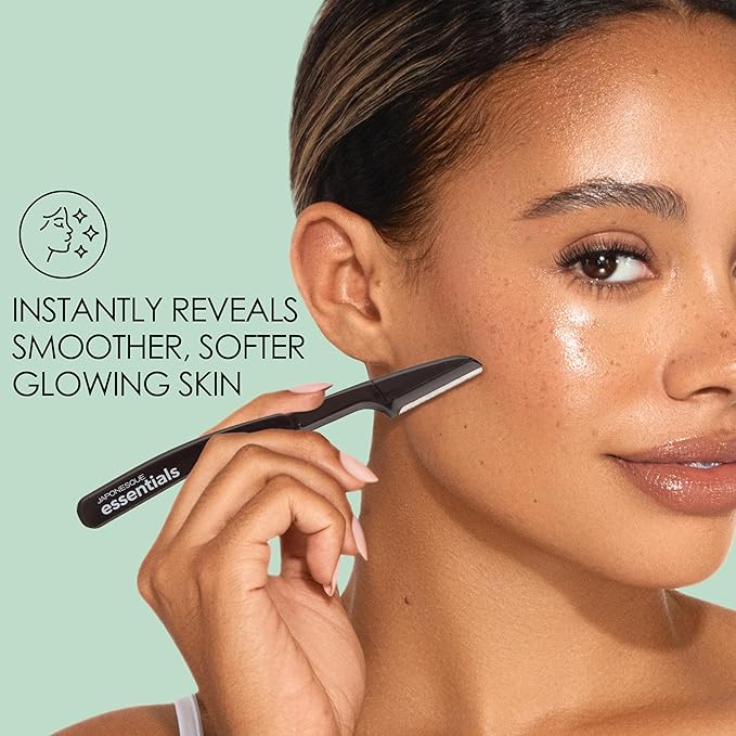 JAPONESQUE Essentials Dermaplaner Facial Hair Razors 12 Pack – Precision Blades for Peach Fuzz Removal, and Eyebrow Shaping for Men & Women