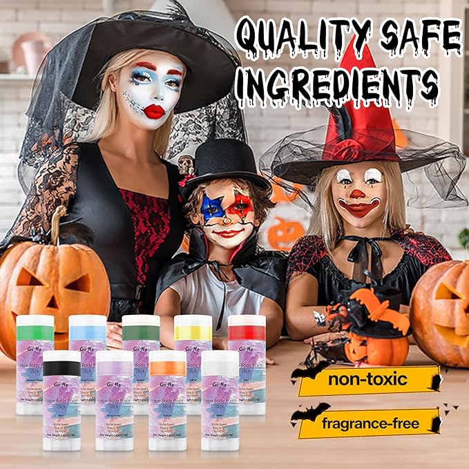 Go Ho Water Based Yellow Face Body Paint Stick,Non-Toxic Face Painting,Easy-to-use Facepaint for Halloween Cosplay SFX Minions Costume Makeup,0.63oz