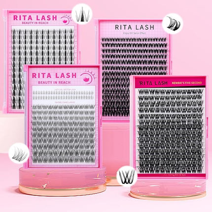 Fairy Lash Clusters Wispy Cluster Lashes DIY Wet-Look Spiky Clusters Eyelash Extensions Lash Extension False Eyelashes Natural Look Invisible Lash Band Individual Lashes (Fairy,8-18mm)