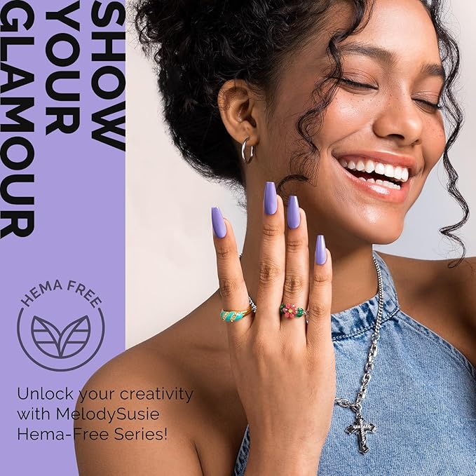 MelodySusie Hema Free Gel Nail Polish, 0.5 Fl Oz Thick Light Wisteria Purple Gel Polish, Non-Toxic, Long Lasting, Soak Off UV Nail Polish, Manicure Nail Design Salon DIY Nail Art at Home K0802