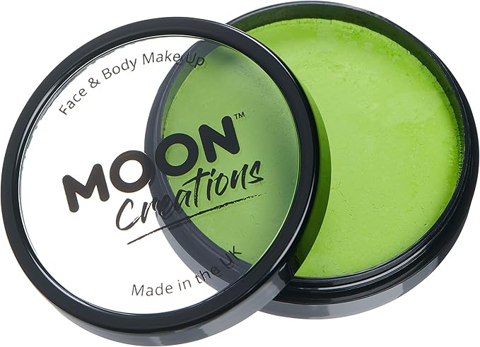 Pro Face & Body Paint Cake Pots by Moon Creations - Light Green - Professional Water Based Face Paint Makeup for Adults, Kids - 1.26oz