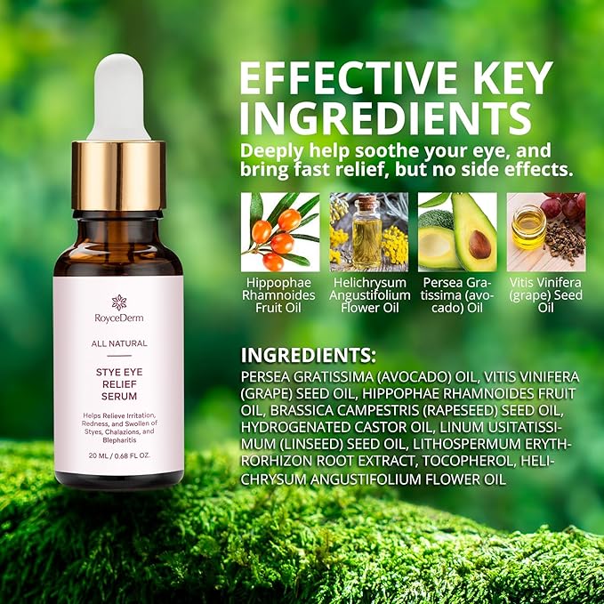 Roycederm Stye Eye Treatment Serum: Natural Stye Remover for Styes Chalazion and Blepharitis - Safe & Fast Relief