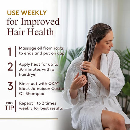 Okay Pure Naturals Black Haitian Castor Oil - Castor Oil for Hair Growth for Men & Women, Moisture for Skin, Scalp, Eyelashes, Eyebrows - 4 oz Glass Bottle (Pack of 2)