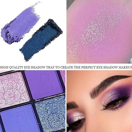 K'APEINE Eyeshadow Palette, Purple Matte Glitter Eye Shadow Palette Goth Eyeshade Kit 16 Colors Pigmented Eye Makeup Palette for Rave Parties, Music Festival, Performance, Costume and Halloween