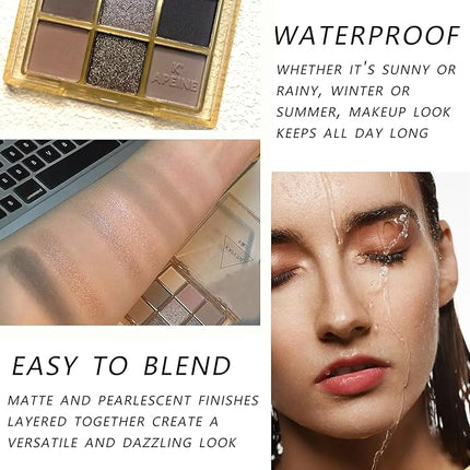 K'APEINE Nude Neutral Eyeshadow Palette, 9Colors Brown Matte Metallic Shimmer Finish Makeup Palette Ultra-Blendable Neutrals Eye Shades Travel Makeup Long Lasting for Women Daily, Parties-LG4