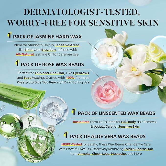 LANSLEYWAX Digital Waxing Kit for Women Men - Blue Waxing Machine with 39 Accessories - Hard Wax Kit for Arms Legs Brazilian Bikini Facial Sensitive Skin, Wax Warmer Hair Removal for Home/Salon Use