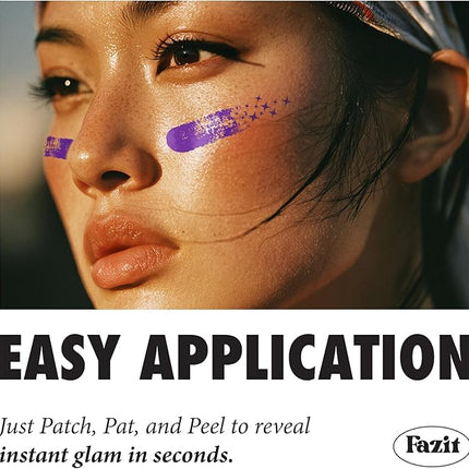 Fazit Makeup Patches - Purple Game Day Speckles - Glow Up Make-Up Patches - Cute Glitter Makeup Accessories for Women - Cosmetic Glitter for Face