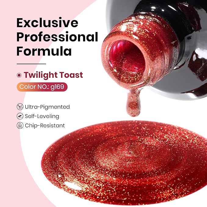 Beetles Red Cat Eye Gel Nail Polish - 15ML Cherry Red Glass Magnetic Cat Eye Glitter Gel Polish with Gold Powder Soak Off UV Twilight Toast Collection Nail Art Design Manicure Gifts for Women