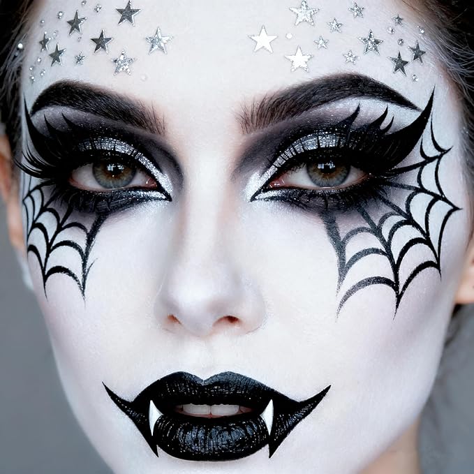 Go Ho Cream-Blendable Black Face Paint Stick (1.06 oz),Full-coverage Face Body Paint for Adult Children Halloween Cosplay Skull Zombie Vampire Skeleton SFX Makeup,Waterproof Eye Black Stick